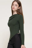 EVERGREEN ASYMMETRIC SWEATER TOP