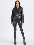 XINA FAUX LEATHER BELTED JACKET