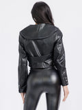 XINA FAUX LEATHER BELTED JACKET