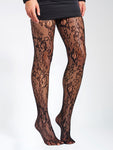 BLACK LACE FLORAL TIGHTS
