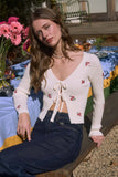 FLORAL EMBROIDERED FRONT-TIE CARDI