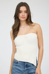 CREAM KNIT ASYMMETRIC TOP