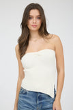 CREAM KNIT ASYMMETRIC TOP