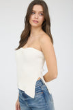 CREAM KNIT ASYMMETRIC TOP