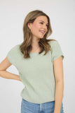 SAGE SHEER BOW KNIT TOP