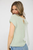 SAGE SHEER BOW KNIT TOP