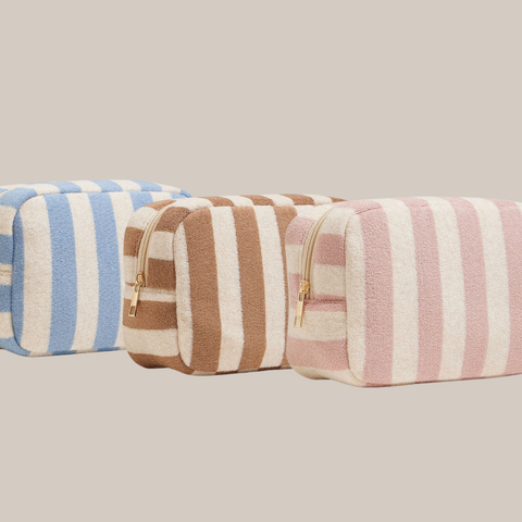 SOFT STRIPED COSMETIC POUCH BAG
