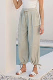 SAGE GAUZE CARGO TIE COTTON JOGGERS