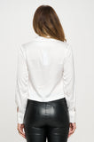 CARMINE BUTTON FRONT BLOUSE - WHITE