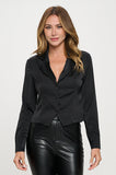 CARMINE BUTTON FRONT BLOUSE - BLACK