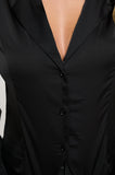 CARMINE BUTTON FRONT BLOUSE - BLACK
