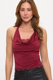 SAMMIE LACE TRIM HALTER TOP