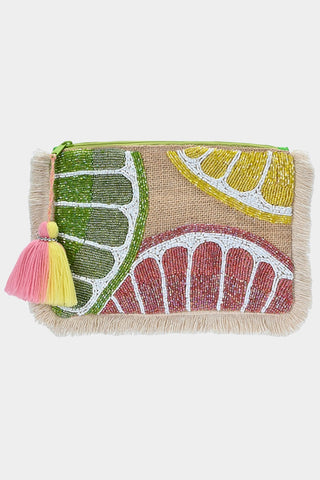 CITRUS BEADED TASSEL CLUTCH