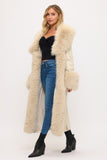 THE BOSS LONG FAUX LEATHER & FUR TRIM COAT