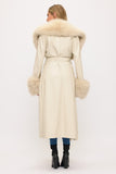THE BOSS LONG FAUX LEATHER & FUR TRIM COAT
