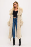 THE BOSS LONG FAUX LEATHER & FUR TRIM COAT