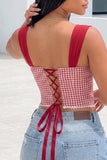JULIETTE GINGHAM CORSET TOP - RED