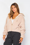 STAY A WHILE PLUSH ZIP-UP JACKET - CHAI