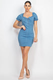 CATCHING EYES LACE-UP DENIM DRESS