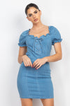 CATCHING EYES LACE-UP DENIM DRESS