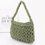 COTTON BRAIDED HOBO BAG - GREEN