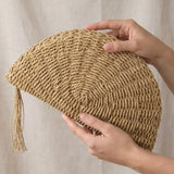 WOVEN HALF MOON CLUTCH BAG