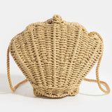 STRAW BRAIDED SEASHELL BAG