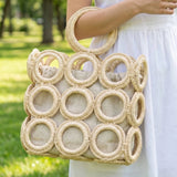 STRAW ROUND PATTERN HANDBAG