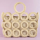STRAW ROUND PATTERN HANDBAG