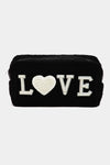 PEARL STUDDED 'LOVE' SHERPA POUCH