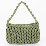COTTON BRAIDED HOBO BAG - GREEN