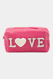 PEARL STUDDED 'LOVE' SHERPA POUCH