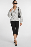 CINCHED-WAIST POLKA DOT JACKET - WHITE