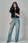 RITA FAUX FUR VEST - BLACK