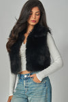 RITA FAUX FUR VEST - BLACK
