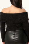 GWEN OFF SHOULDER FUZZY SWEATER