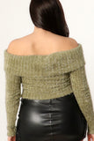 GWEN OFF SHOULDER FUZZY SWEATER