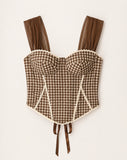 JULIETTE GINGHAM CORSET TOP - BROWN