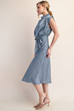 GENEVIEVE SATIN MIDI DRESS - SLATE