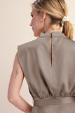 GENEVIEVE SATIN MIDI DRESS - MOCHA