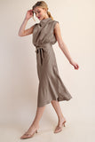 GENEVIEVE SATIN MIDI DRESS - MOCHA