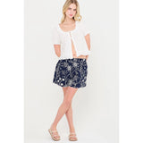 NAVY BLOOM EMBROIDERED SET SHORTS