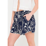 NAVY BLOOM EMBROIDERED SET SHORTS