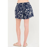 NAVY BLOOM EMBROIDERED SET SHORTS