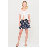 NAVY BLOOM EMBROIDERED SET SHORTS