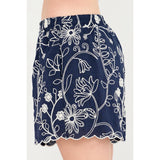 NAVY BLOOM EMBROIDERED SET SHORTS