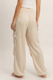 CHAMPAGNE DRIFT SATIN CARGO PANTS