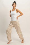 CHAMPAGNE DRIFT SATIN CARGO PANTS