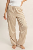 CHAMPAGNE DRIFT SATIN CARGO PANTS