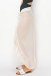 CREAM RUFFLE TRIM COVER UP SARONG SKIRT